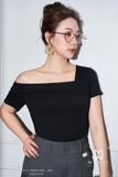 Outlet | Áo cotton thun dáng ôm lệch vai
