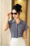 Outlet | Áo sơ mi vai chờm họa tiết kẻ