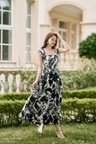 Outlet | Đầm xòe cổ vuông họa tiết hoa