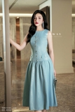 Outlet | Đầm xòe cổ thuyền SILK JERSEY