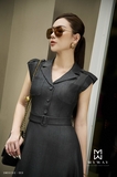 Outlet | Đầm sơ mi Chambray cổ vest kèm đai