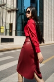 Outlet | (3 màu) Chân váy chữ A Simili Leather cạp cao xẻ sau