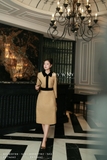 Outlet | (2 màu) Đầm xòe dạ tweed không tay cổ biến kiểu phối viền nhung