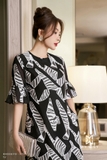 Outlet | (3 màu) Đầm suông A cổ tròn tay bèo