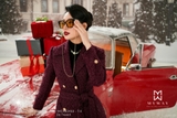 Outlet | Áo khoác măng tô cổ hai ve dạ Tweed
