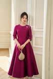 Outlet | Đầm tiệc xòe magenta tay lỡ