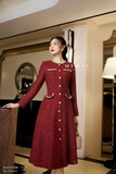 Outlet | Đầm xòe xếp ly dạ tweed viền kim tuyến