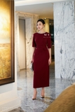 Outlet | Áo Cotton tay lỡ đính ngọc viền cổ