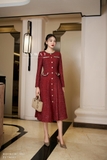 Outlet | Đầm xòe xếp ly dạ tweed viền kim tuyến