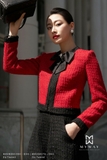 Outlet | Áo vest kiểu Dạ Tweed đính nơ