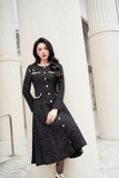 Outlet | Đầm xòe xếp ly dạ tweed viền kim tuyến