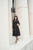 Outlet | Đầm xòe xếp ly dạ tweed viền kim tuyến