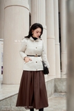 Chân váy xoè rủ Simili Leather cạp cao