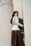 Chân váy xoè rủ Simili Leather cạp cao