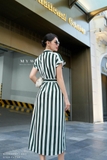 Outlet | Đầm sơ mi kẻ kèm đai