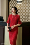 Outlet | (3 màu) Đầm suông A cổ tròn tay bèo
