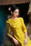 Outlet | Áo dài Thiên Hương tông vàng đính hoa "nhất chi mai"