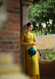 Outlet | Áo dài Thiên Hương tông vàng đính hoa "nhất chi mai"