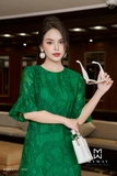 Outlet | (3 màu) Đầm suông A cổ tròn tay bèo