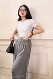 Outlet | (2 màu) Quần ống suông cạp cao công sở xếp ly eo