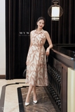 Outlet | (2 màu) Đầm suông tơ không tay họa tiết