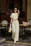 Outlet | Áo cotton beige ngắn tay basic