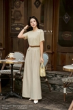 Outlet | Áo cotton beige ngắn tay basic