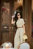 Outlet | Áo cotton beige ngắn tay basic