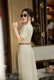 Outlet | Áo cotton beige ngắn tay basic