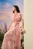 Outlet | (3 màu) Đầm maxi hoa xoè ba tầng bèo nhún
