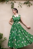 Outlet | Đầm maxi Tơ không tay họa tiết hoa