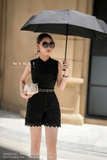 Outlet | Quần short cạp cao họa tiết ren