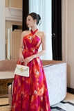 Outlet | (3 màu) Đầm Maxi Cổ Yếm Dây Đan Chéo