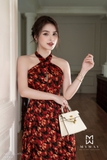 Outlet | (3 màu) Đầm Maxi Cổ Yếm Dây Đan Chéo