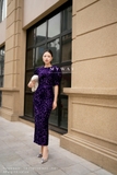 Outlet | Chân váy ôm nhung dệt kim sa xẻ sau