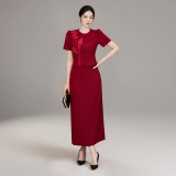 Outlet | (4 màu) Áo kiểu công sở ngắn tay đính hoa hồng