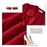 Outlet | (4 màu) Áo kiểu công sở ngắn tay đính hoa hồng