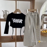 Áo croptop dài tay đen