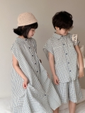 SET SƠ MI NGẮN CARO XANH KUMAI