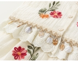 SET Ngắn Áo Quần Kem Thêu Hoa IN