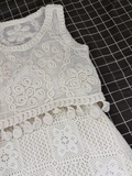 Set  Áo Croptop Váy Be Lưới Ota