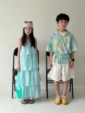 SN Áo Sơ Mi Xanh Loang+Quần Trắng KM