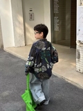 Sơ Mi Dài Tím Họa Tiết Lá FS