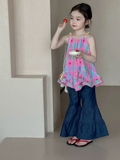 SD Áo Caro Tím+Quần Giả Jean YY