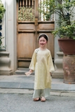 Set Áo Dài Vàng Quần Xanh+ Cài