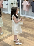 VN Lụa Kem Cổ Sen Đính Nơ Muzi