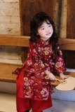 Set Áo Dài Đỏ Kim Sa Quần Đỏ