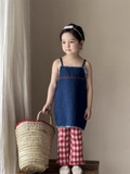SET ÁO DÂY JEAN & QUẦN CARO ĐỎ