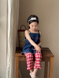 SET ÁO DÂY JEAN & QUẦN CARO ĐỎ