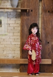 Set Áo Dài Đỏ Kim Sa Quần Đỏ
